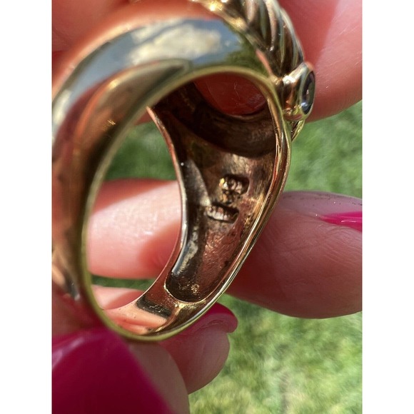 Vintage David Yurman 16mm Citrine/Tanzanite 14k yellow gold Ring - Picture 5 of 10